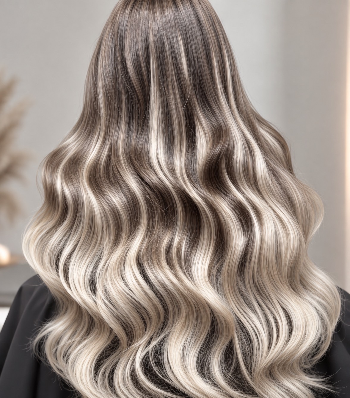 ハイトーンカラーで仕上げたロングヘアのスタイル